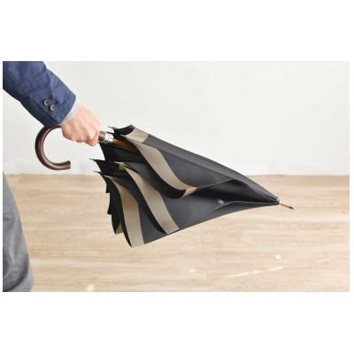 ふるさと納税 中央区 【数量限定】小宮商店の橘(たちばな)雨晴兼用長傘　65cm×8本骨　ブラック×ベージュ |  | 01