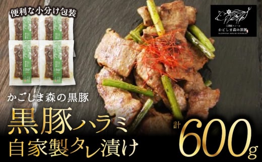 1605-1 希少「かごしま森の黒豚」黒豚ハラミ自家製タレ漬け600g小分け　KN004-021
