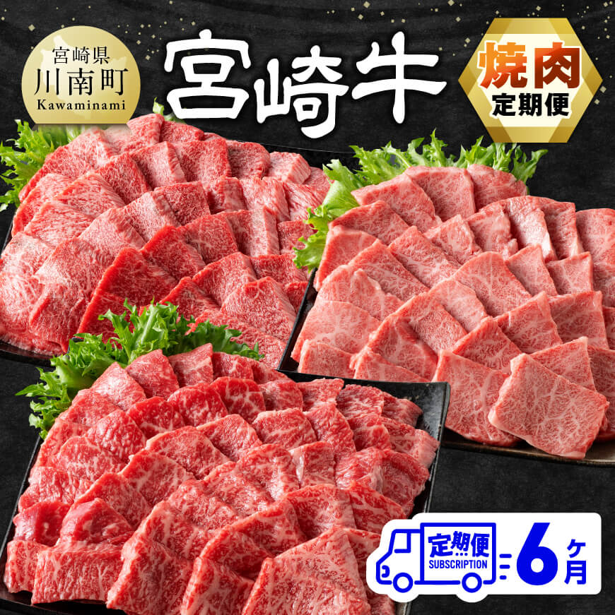 【ふるさと納税】※レビューキャンペーン※ 【6ヶ月定期便】 宮崎牛焼肉定期便 全6回 - 肉 牛肉 宮崎牛 黒毛和牛 宮崎県産 九州産 国産 肩ロース ウデ モモ 焼肉 バーベキュー BBQ E11132t6