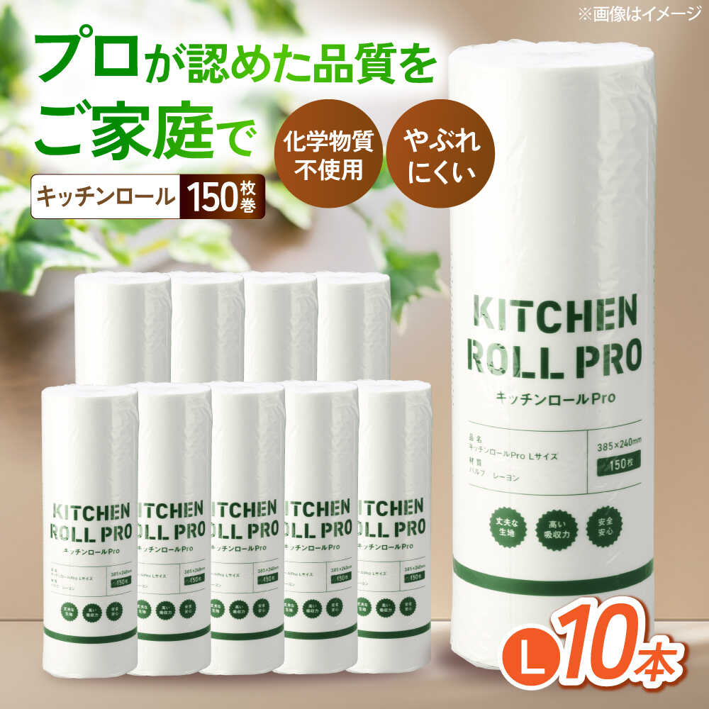 【ふるさと納税】キッチンロールPro L 10本セット　滋賀県長浜市/株式会社橋本クロス[AQAD008]キッチンペーパー キッチンタオル ペーパータオル 使い捨て お手拭き 吸収 自然由来 消耗品 キッチン用品
