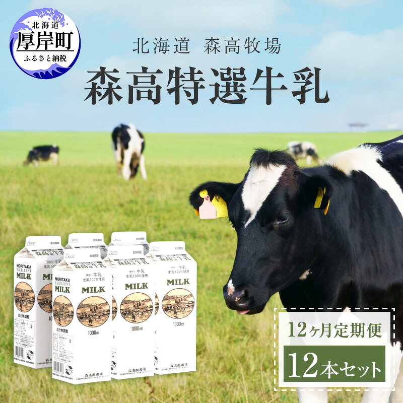 【ふるさと納税】森高特選 牛乳 1L 6本セット 12ヶ月 定期便 (各回6L×12ヶ月,合計72L) 北海道 乳 ミルク 12回 1年