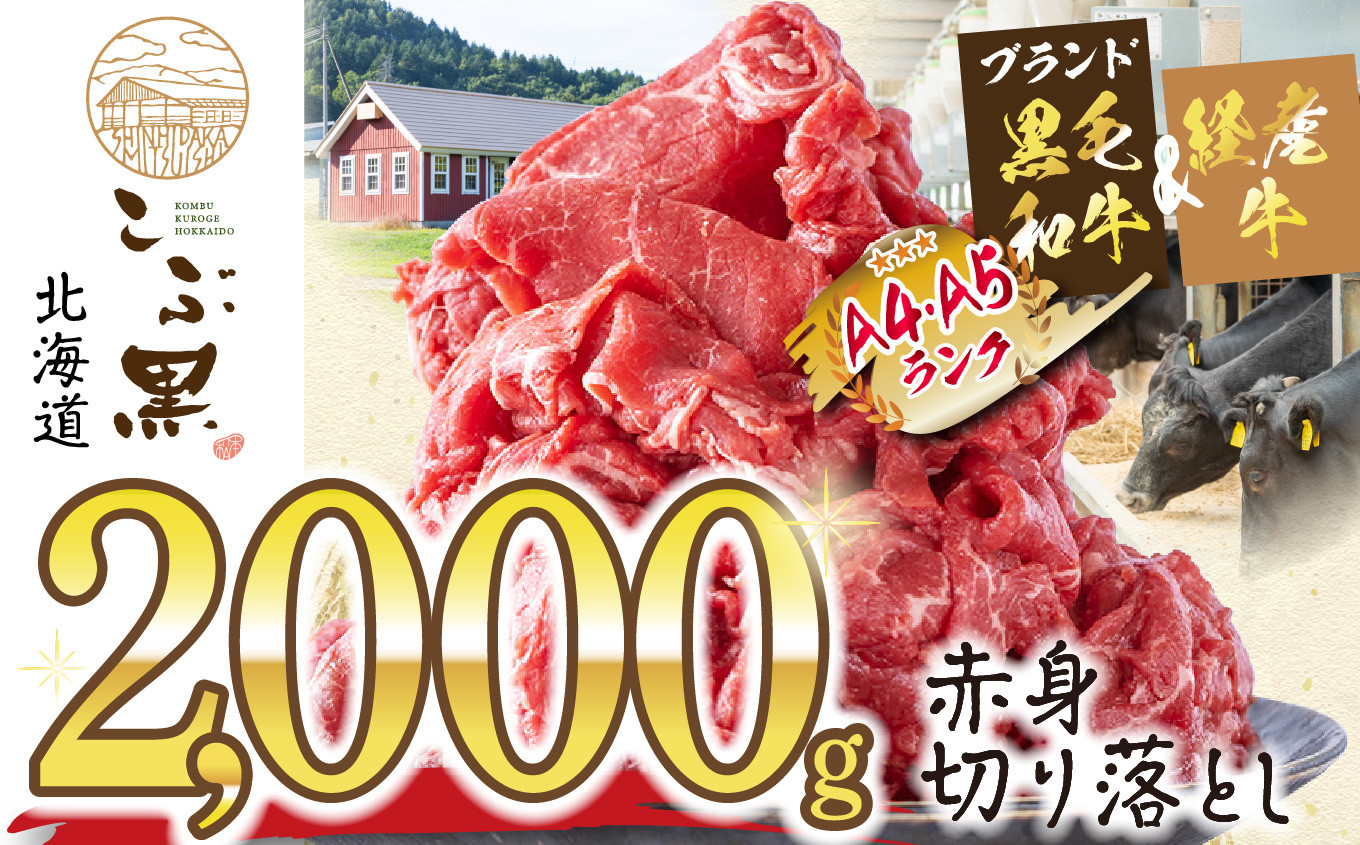 
訳あり 北海道産 黒毛和牛 こぶ黒 赤身 切り落とし 2kg ( 500g × 4パック ) 訳あり 黒毛和牛 和牛 牛肉 赤身 切り落とし
