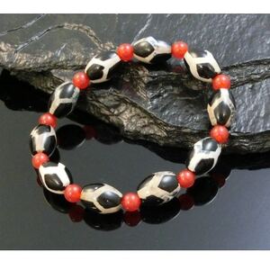 亀甲長寿天珠の赤瑪瑙腕輪【1678452】