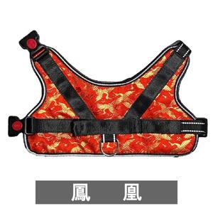 【 京都西陣金襴織 】中型犬用ハーネス 華（鳳凰 赤）【柴犬コウタのハッピィショップ】