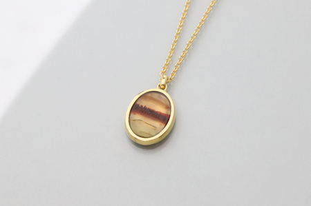 【1点もの】天然石アートシルバーペンダント (M) IVXLCDM メンズジュエリー ピクチャーメノウ P841-L-GD 50 B