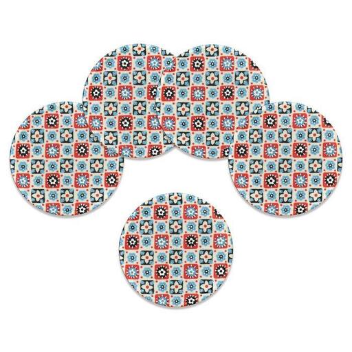 タツクラフト 友禅和紙コースター 5枚セット 花入り格子 【Tk342】