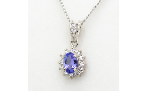 タンザナイト ペンダント 0.3ct K10WG 13403tp　[山梨 ペンダント ネックレス タンザナイト ゴールド ジュエリー]