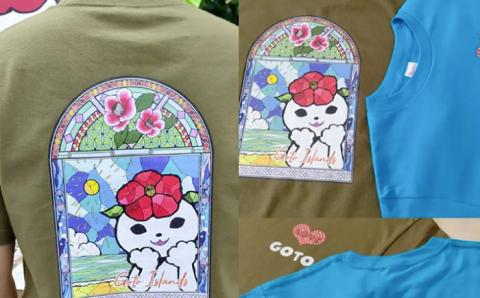 【こだわりのデザイン！】つばきねこステンドグラスTシャツ【stationery 光洋社】[PDF001]