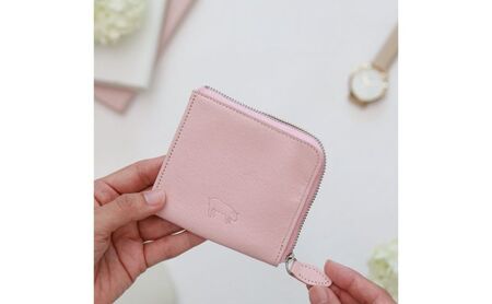 墨田区産ピッグレザーミニウォレット ファッション 小物 財布 収納力 コンパクト Ｌ字 ファスナー 小銭入れ シンプル 紙幣 カード 収納 取り出し 簡単  ピンク