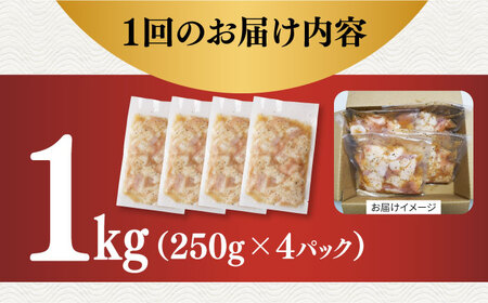 【全6回定期便】【塩だれ】厳選 九州産和牛 ホルモン 小腸 1kg（250g×4袋） 長与町/岩永ホルモン [EAX110]国産 牛肉 小分け 味付き 冷凍 焼肉