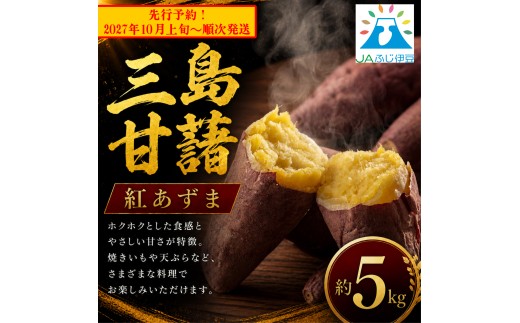 【予約受付中2027年10月上旬～順次発送】 三島甘藷 約 5kg 紅あずま 山北印 さつまいも さつま芋 産地直送 野菜 冬野菜 焼き芋 芋 やきいも ヤキイモ 人気 おやつ 上品な甘み 香り デザート秋 旬 生芋 静岡県 三島市 JAふじ伊豆