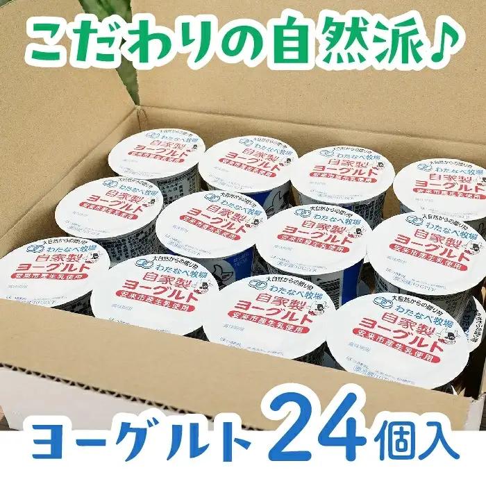 【定期便3回】わたなべ牧場のヨーグルトセット ／ 24個 ×3ヵ月 ヨーグルト 加糖 牧場 生乳 こだわり 甘み 搾りたて 安心 自然派 化学合成物質不使用 定期便 島根県 安来市