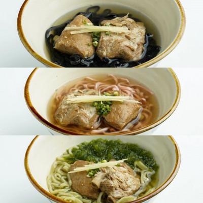 ふるさと納税 西原町 沖縄そば 彩り生麺3食セット(イカスミ、ウメ、アーサ) |  | 01