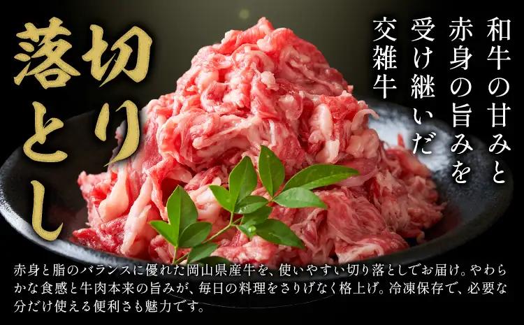 【3ヶ月定期便】岡山県産牛 切り落とし 交雑牛 1kg 牛肉