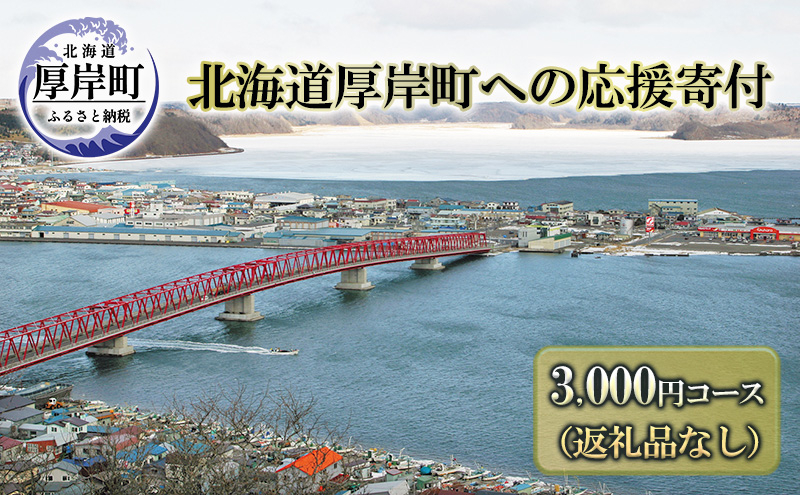 
北海道厚岸町 寄附のみの応援受付 3,000円コース（返礼品なし 寄附のみ 3000円）[№5863-1103]
