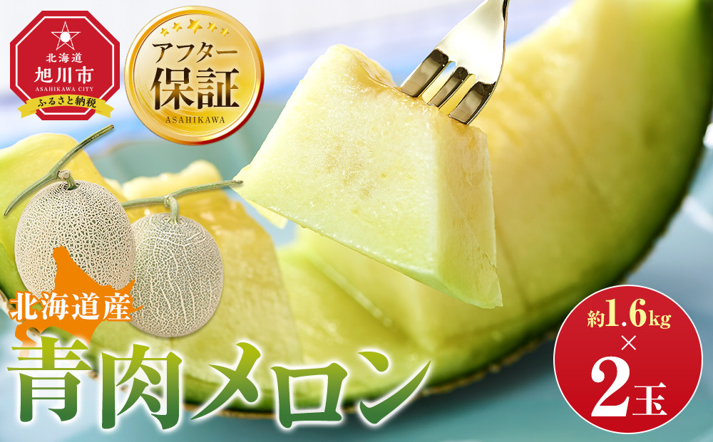 【先行予約】 北海道産青肉メロン約1.6kg×2玉 (2026年7月中旬から発送予定)【 果物 くだもの フルーツ メロン 青肉 青肉メロン 旬 お取り寄せ 甘い 北海道産 旭川市 北海道 】_052
