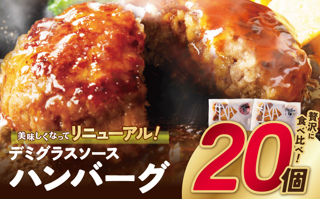 どっちのハンバーグ!?デミグラスソース（ビーフ・合挽 各10個） 20個