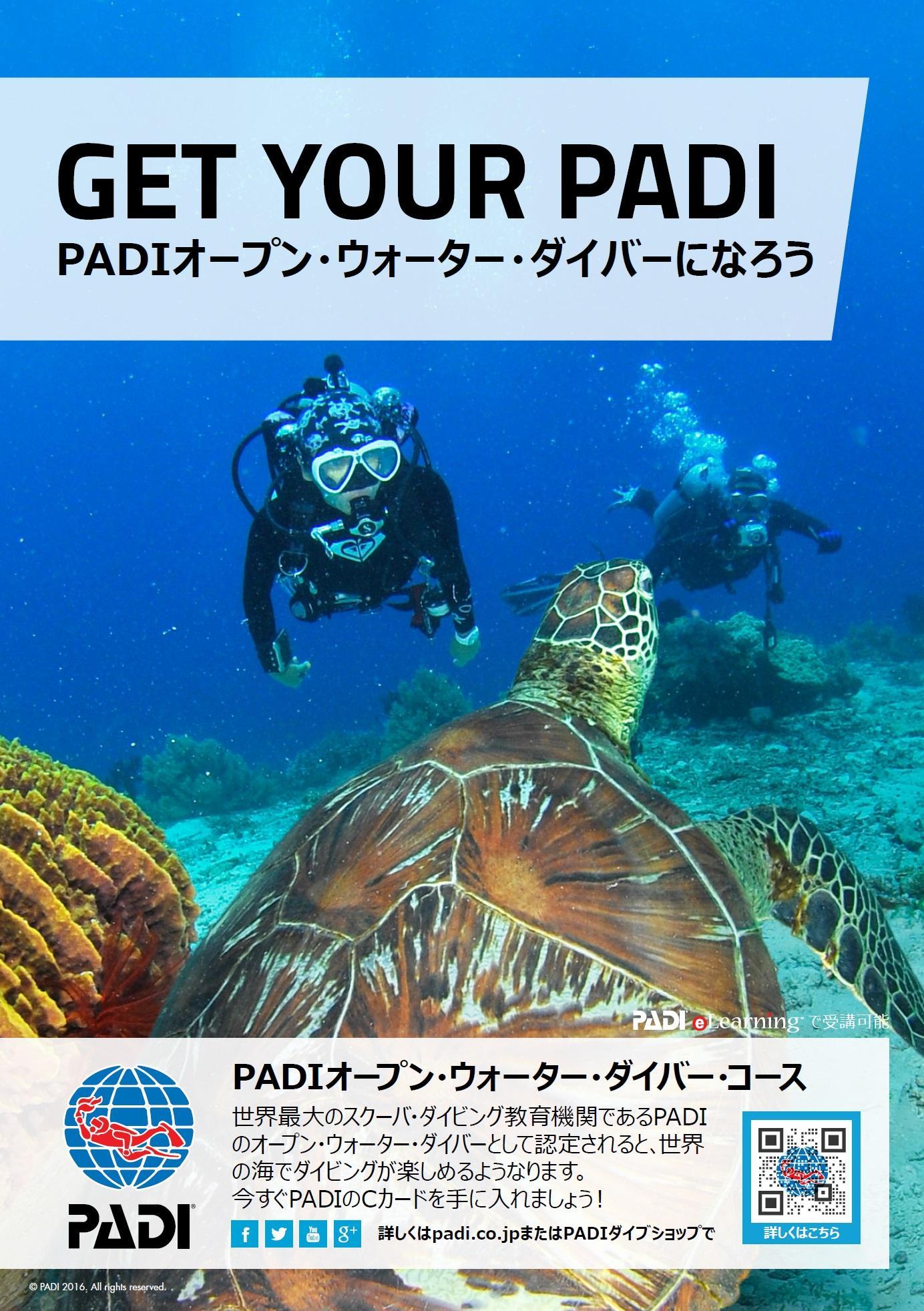 チケット PADIダイビング講習 ｜ 入門OWDコース（2日間eラーニング）1名【恩納村ラグーン】