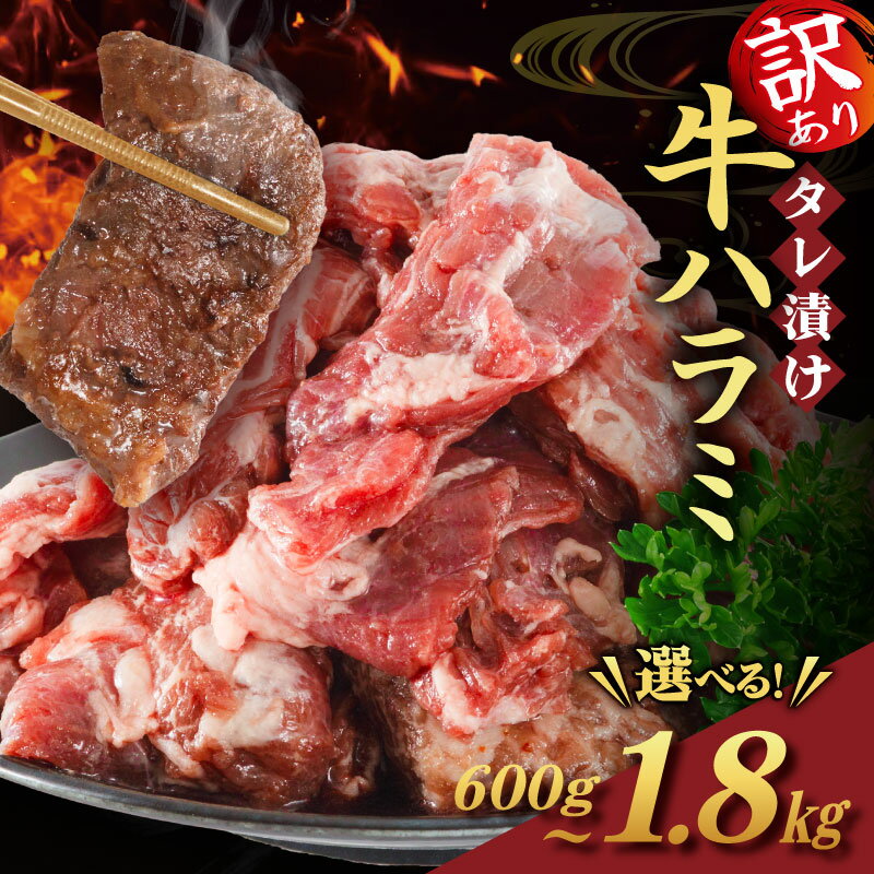 【ふるさと納税】 訳あり 牛ハラミ 選べる 内容量 600g ~ 1.8kg お肉 牛肉 牛 味付け 2パック ~ 6パック ハラミ タレ漬け タレ ハラミ肉 BBQ バーベキュー 焼き肉 焼肉 焼肉セット アウトドア パック 小分け 300g 個包装 簡単 便利 冷凍 京都 南丹市 神戸 ミートフーズ