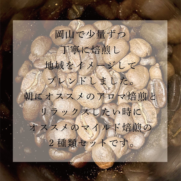 岡山珈琲 アロマ焙煎・マイルド焙煎 〈豆〉100g×2