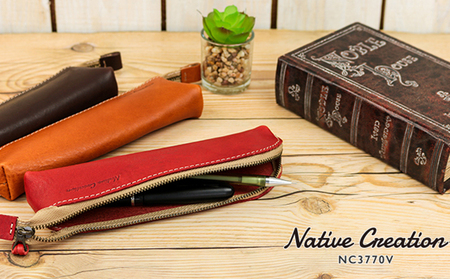 Native Creation 本革ペンケース NC3770V 全7色 栃木レザー【納期1～3カ月】 雑貨 日用品 文房具 筆記用具 筆箱 柔らかい ファスナー デザイン スリム 最適 シンプル  B