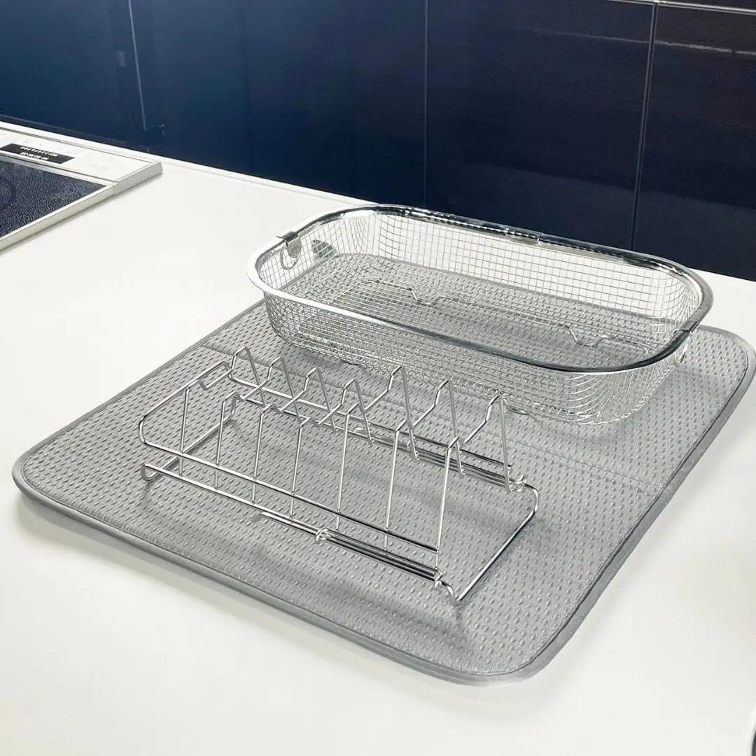 すっきり暮らすセット（浅型+ディッシュラック+マット） 水切りかご ステンレス 食洗機対応 燕三条製 [ビーワーススタイル] 【017S148】