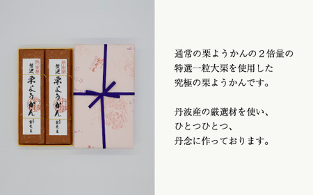 【先行予約】贅沢 栗ようかん2本入り 【 京都 綾部 和菓子 贈り物 贈答 プレゼント ギフト 手作り 栗 くり 大栗 小豆 こしあん 銀寄栗 羊羹 プレゼント 丹波 スイーツ 栗羊羹 】