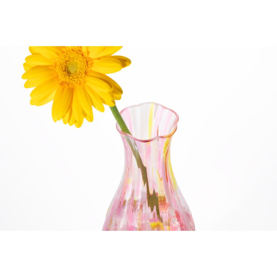 ＜津軽びいどろ＞花ひかり一輪挿し フラワーピンク