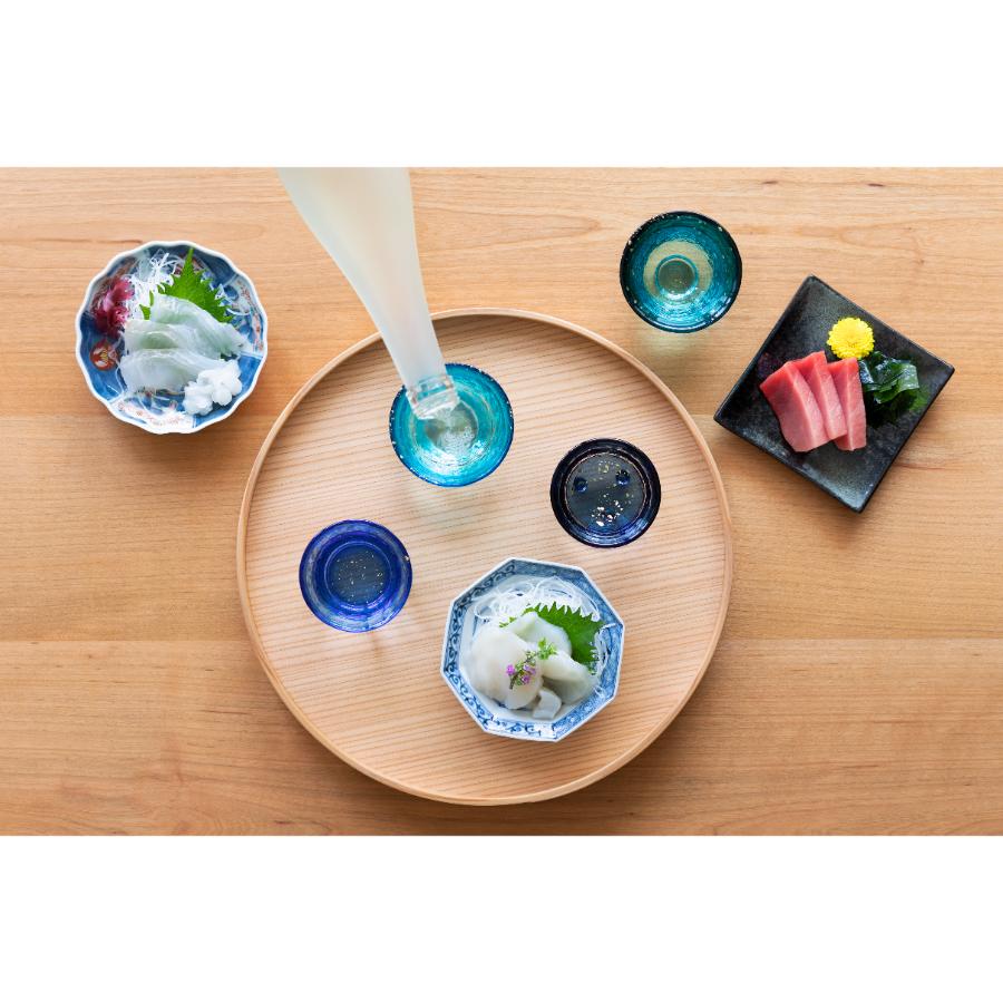 ＜津軽びいどろ＞あおもりの海 盃セット