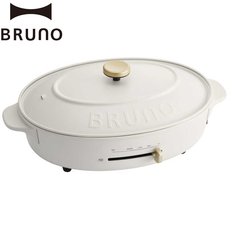 BRUNO オーバルホットプレート プレート３種(たこ焼き 平面 鍋) ホワイト