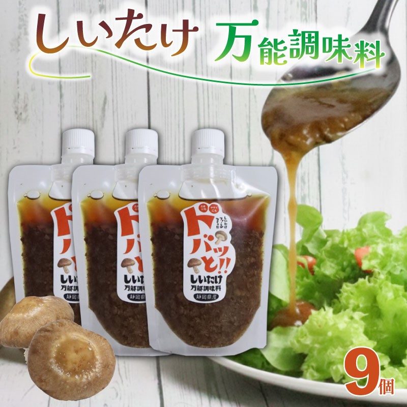 
            ドレッシング 9個 ドバッと！！しいたけ万能調味料 椎茸 しいたけ 調味料 乾燥椎茸 パスタ ドレッシング サラダ ドレッシング ギフト プレゼント 障がい者 支援 就労支援 農福連携 福祉 静岡県 三島市
          