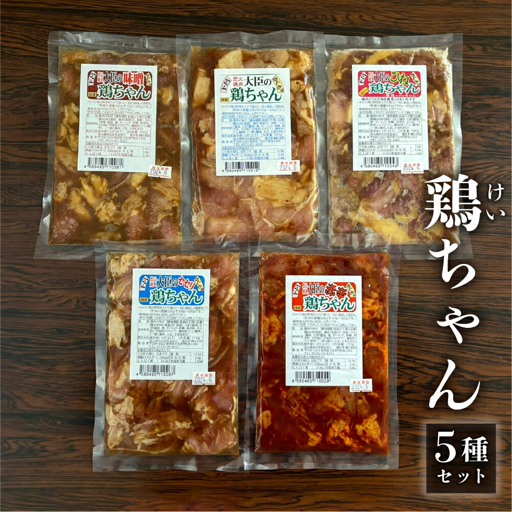 【ふるさと納税】焼肉大臣の鶏ちゃんセット 5種類【レギュラー、ひね、赤辛、味噌 （各200g）セセリ（170g）】 バーベキュー BBQ B級 グルメ けいちゃん ケイちゃん 味付け 味付き 焼くだけ 簡単料理 下呂市 ソウルフード 郷土料理 おすすめ おかず 食べ比べ 9000円