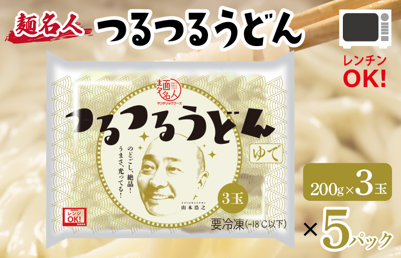麺名人 つるつるうどん 15食【個包装 冷凍 惣菜 麺 簡単調理 一人暮らし 大阪 泉佐野 大阪府 泉佐野市】