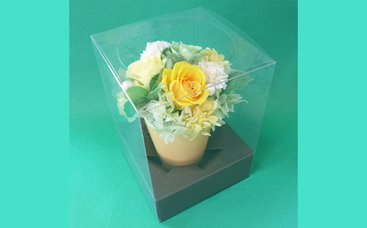 プリザーブドフラワー　ポットアレンジ(イエロー)【140014】_イメージ3