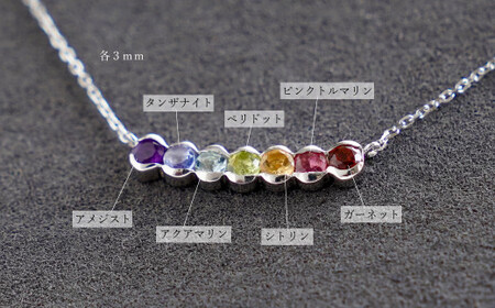 【SILVER925 製】虹色天然石のアミュレットネックレス