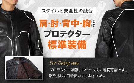 【デグナー】レザージャケット ネイビー〈Mサイズ〉22SJ-3［ 京都 八王子 バイクギア ジャケット 人気 おすすめ 革 レザー ツーリング ライダー バイカー バイク ブランド メーカー ギア パ