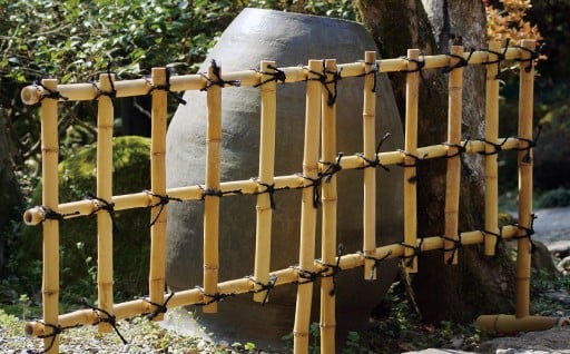 竹家具専門店【梅里竹芸】竹垣（埋め込み用）2個＜19-4a＞