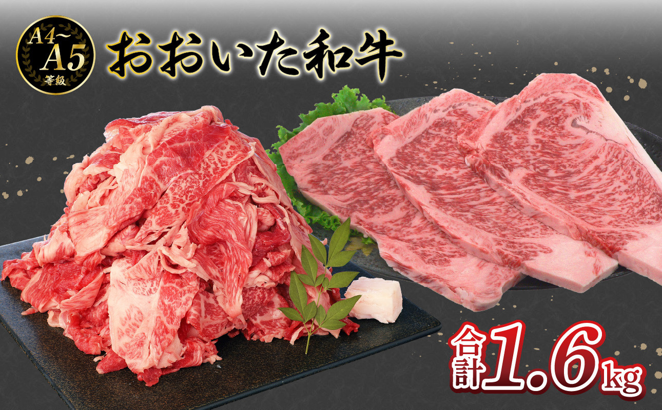
                  厳選A4～A5等級 おおいた和牛 サーロインステーキ・切り落としセット 合計1.6㎏  牛肉 和牛 サーロインステーキ 切り落とし セット 赤身 大分県 霜降り すき焼き シチュー A01124
                
