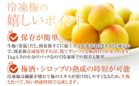 冷凍 紀州南高梅 完熟梅   約2kg   L～4Lサイズ混合 ご家庭用
