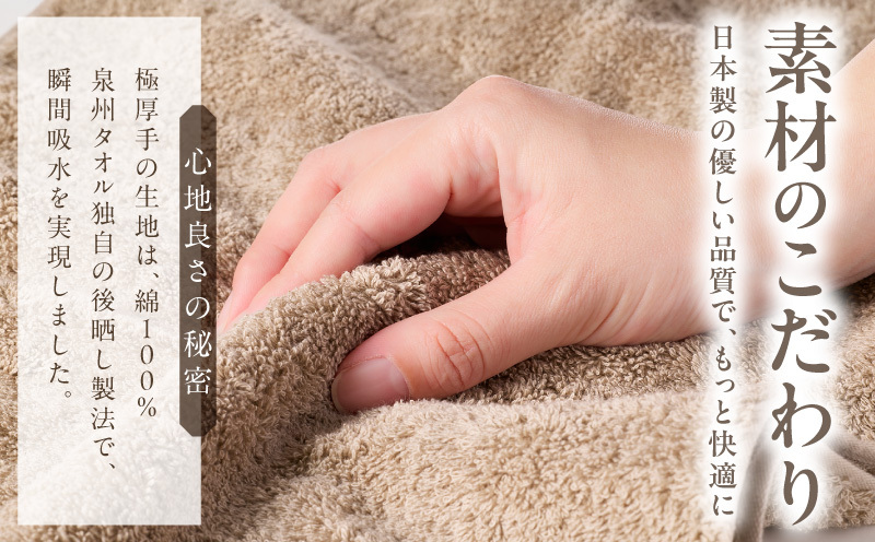 極厚スリムバスタオル サンドベージュ 4枚【泉州タオル たおる 国産 吸水 普段使い シンプル 日用品 家族 ファミリー】 010B1935_イメージ3