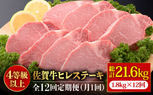 
【全12回定期便・人気急上昇中！】味に自信あり！名物お肉店の佐賀牛ヒレステーキ180g×10枚 [FBX035]
