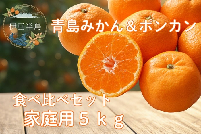 
                  東伊豆・青島みかん＆ぽんかん　食べ比べセット ５kg以上（サイズ混玉） 1402 ／ 佐藤農園 果物 フルーツ 農家直送 静岡県 東伊豆町
                