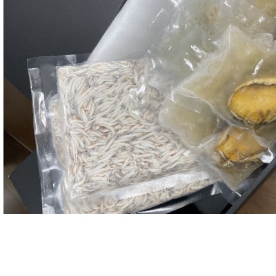 極冷煮あわび1個入×3パック・極冷生しらす100g×4パック【化粧箱】【配送不可地域：離島】