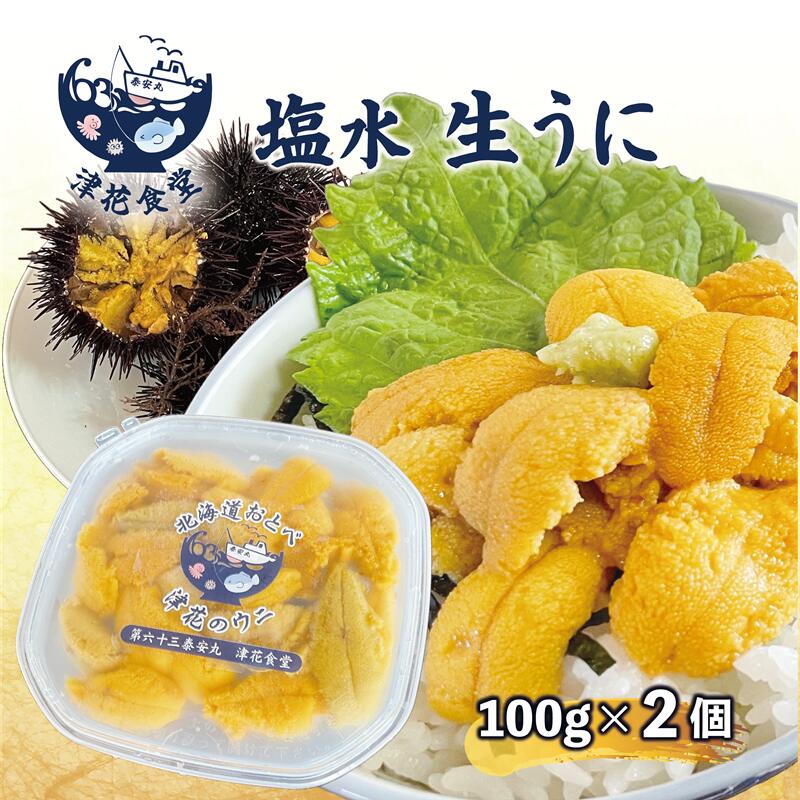 【ふるさと納税】＜津花食堂 塩水ウニ100g×2パック＞北海道 北海道産 ウニ うに 雲丹 塩水ウニ ミョウバン不使用