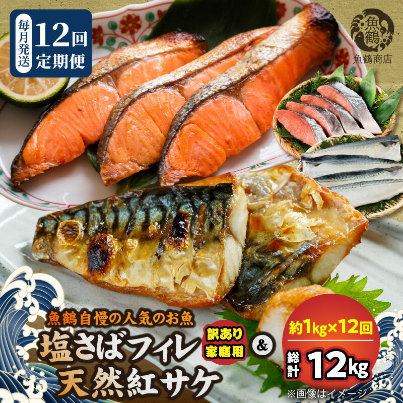 【ふるさと納税】【限定】 定期便 全12回 自慢 人気 セット 塩さば 紅鮭 各 1kg × 6回 計 12kg さば 肉厚 フィレ ジューシー 鮭 和歌山 梅酒 北海道南産 真こんぶ 漬け 焼くだけ 簡単調理 食べやすい 切り身 お弁当 おかず 魚 魚介 お取り寄せ 和歌山県 湯浅町 送料無料