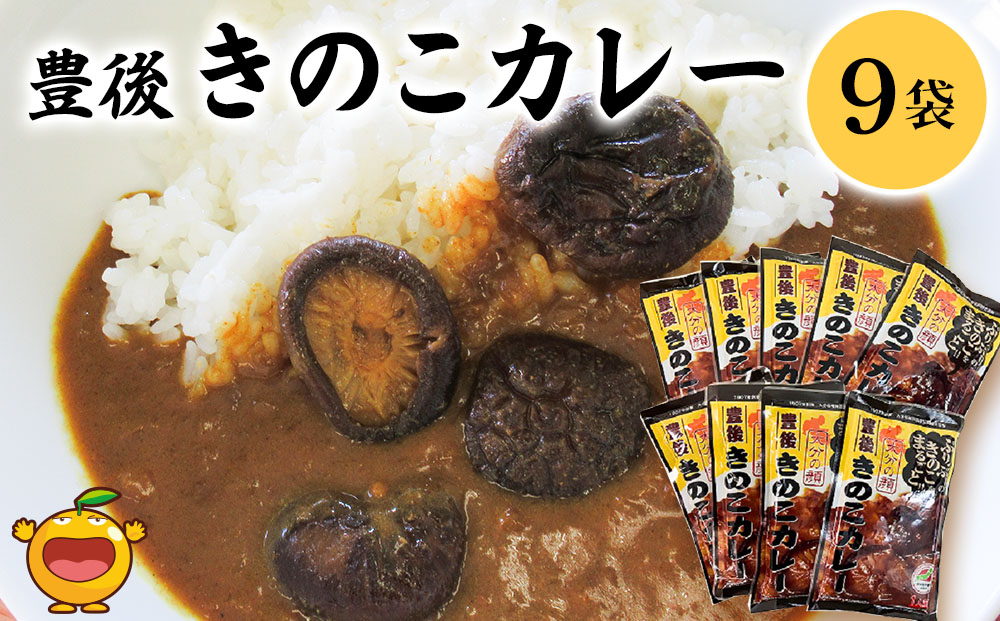 豊後きのこカレー 9袋 レトルトカレー 中辛タイプ 保存食 常温保存 非常食 ご当地カレー 椎茸 お取り寄せ グルメ 大分県産 九州産 津久見市