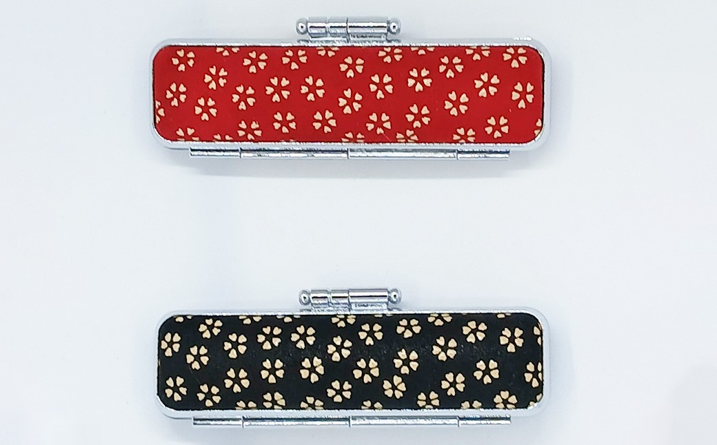 甲州印伝ケース付 黒水牛印鑑（サクラ柄）