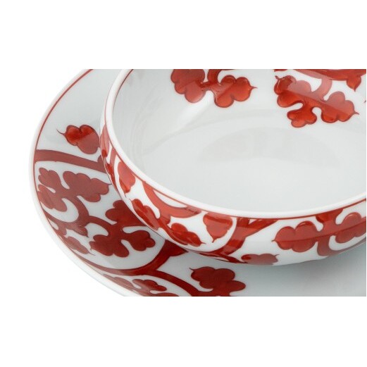 有田焼 赤絵唐草文 組皿 お皿と取鉢のセット【源右衛門窯】器 食器 うつわ 和食器 皿 スープ 鉢 小鉢 ボウル スープ碗 汁碗 染付 機能美 古伊万里 伝紋文様 唐草 からくさ 手描き 多用鉢 お皿