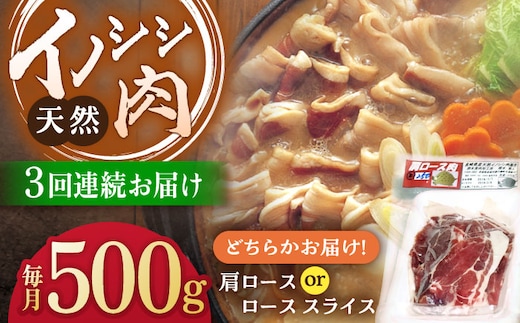 
										
										【3回定期便】ジビエ 天然イノシシ肉 肩ロース or ロース スライス500g【照本食肉加工所】 [OAJ038]
									