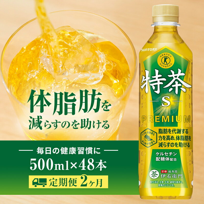 【ふるさと納税】お茶 定期便 2ヶ月 伊右衛門 特茶 特茶S 500ml 48本 24本×2箱 セット 緑茶 定期 2回